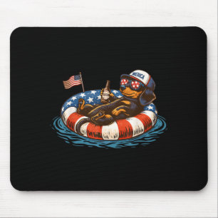 Funny Patriotic Dachshund Beer Floatie Usa Flag Mouse Mat