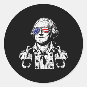 Funny Patriotic Dom Founding Father Sungles Classic Round Sticker