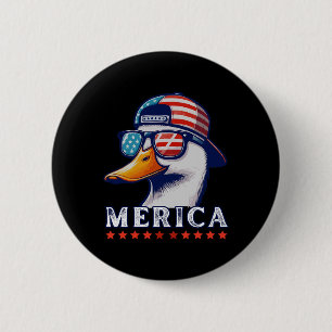 Funny Patriotic Duck Lovers 4th Of July Funny Duck 6 Cm Round Badge