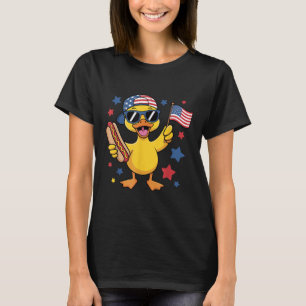 Funny Patriotic Duck Usa Flag 4th Of July Hotdog B T-Shirt