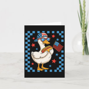 Funny Patriotic Duck Usa Flag Hot Dog 4th Of July  Card