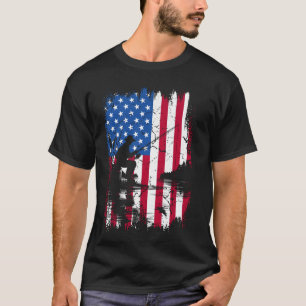 Funny Patriotic Fishermen USA American Flag 4th Of T-Shirt