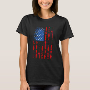 Funny Patriotic Fishermen USA American Flag 4th Of T-Shirt