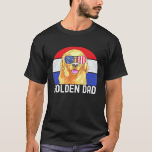 Funny Patriotic Golden Retriever Dad Vintage Ameri T-Shirt