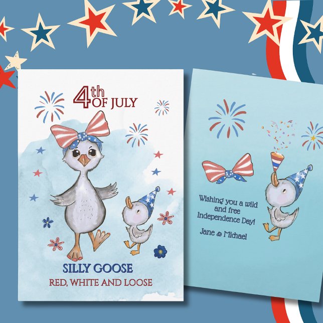 Funny Patriotic Goose Red, White and Loose Holiday Card (Funny Patriotic Goose Red, White and Loose Holiday Card)