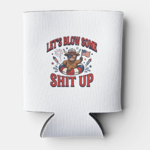 Funny Patriotic Highland Cow Fireworks Shirt (2)_1 Can Cooler