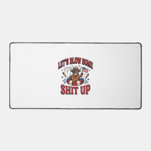 Funny Patriotic Highland Cow Fireworks Shirt (2)_1 Desk Mat