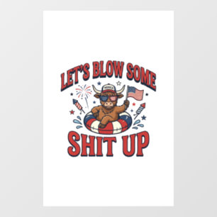 Funny Patriotic Highland Cow Fireworks Shirt (2)_1 Window Cling