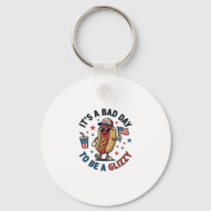 Funny Patriotic Hot Dog Vintage Engraving Shirt De Key Ring