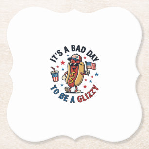 Funny Patriotic Hot Dog Vintage Engraving Shirt De Paper Coaster