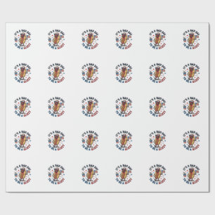Funny Patriotic Hot Dog Vintage Engraving Shirt De Wrapping Paper