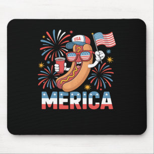 Funny Patriotic Hotdog merica Style 4th Of July Bb Mouse Mat