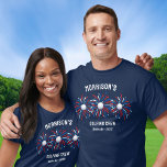 Funny Patriotic July 4th Fireworks Golfer Golfing T-Shirt<br><div class="desc">Super fun and festive t-shirt featuring golf ball fireworks, and 3 lines of custom text. Perfect as matching friends and family shirts for your 4th of July party, golf outing or scramble, golf-loving family reunion shirts or just everyday fun. Also great for Memorial Day or Veteran's Day and the perfect...</div>