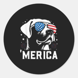 Funny Patriotic Labrador Retriever Merica Happy 4t Classic Round Sticker
