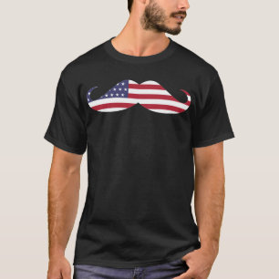 Funny Patriotic Moustache Adult american flag T-Shirt