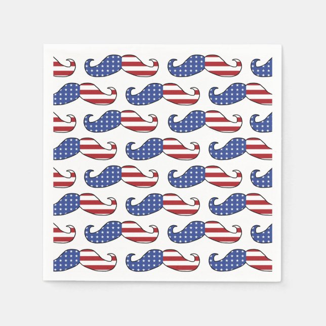 Funny Patriotic Moustache Pattern Napkin (Front)