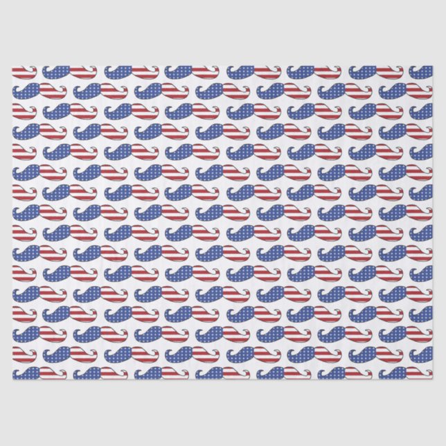 Funny Patriotic Moustache Pattern Tissue Paper (Front)