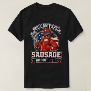 Funny Patriotic Muscle Sausage BBQ Grill Master T-Shirt