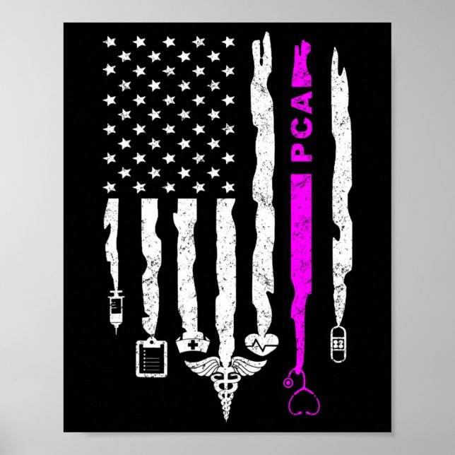 Funny Patriotic Pca Usa Flag Nurses Week Gifts 4th Poster (Front)