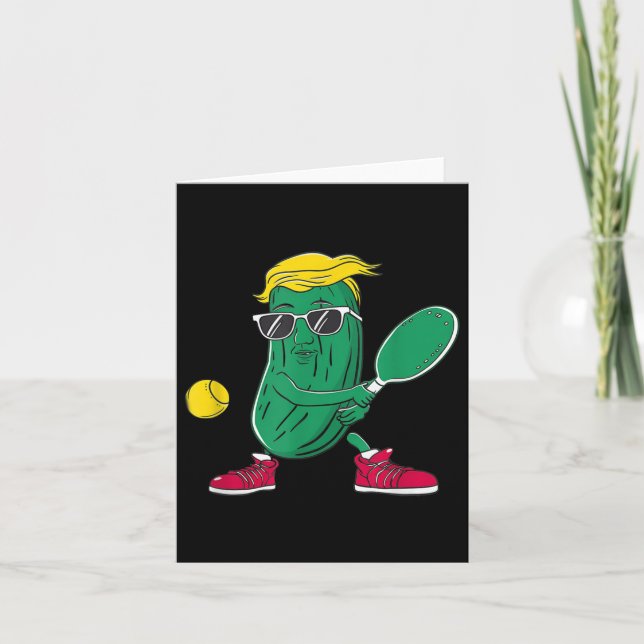 Funny Patriotic Pickle Player Playing Pickleball G Card (Front)