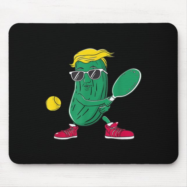 Funny Patriotic Pickle Player Playing Pickleball G Mouse Mat (Front)