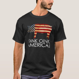 Funny Patriotic Pig T-Shirt - Oink Oink America Ca