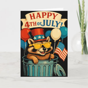 Funny Patriotic Racoon 4th Of July Usa Flag Sungl Card
