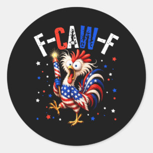 Funny Patriotic Rooster 4th Of July Aamerican Flag Classic Round Sticker