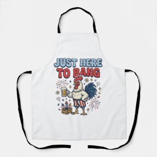 Funny Patriotic Rooster Fireworks Beer Shirt Desig Apron