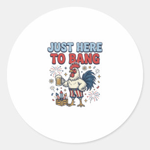 Funny Patriotic Rooster Fireworks Beer Shirt Desig Classic Round Sticker