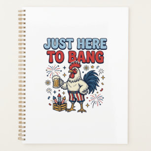 Funny Patriotic Rooster Fireworks Beer Shirt Desig Planner