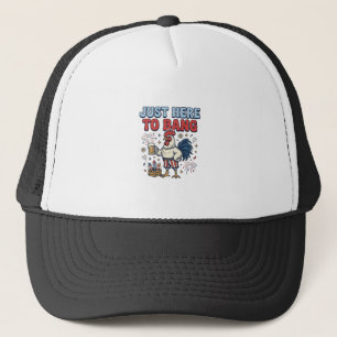 Funny Patriotic Rooster Fireworks Beer Shirt Desig Trucker Hat