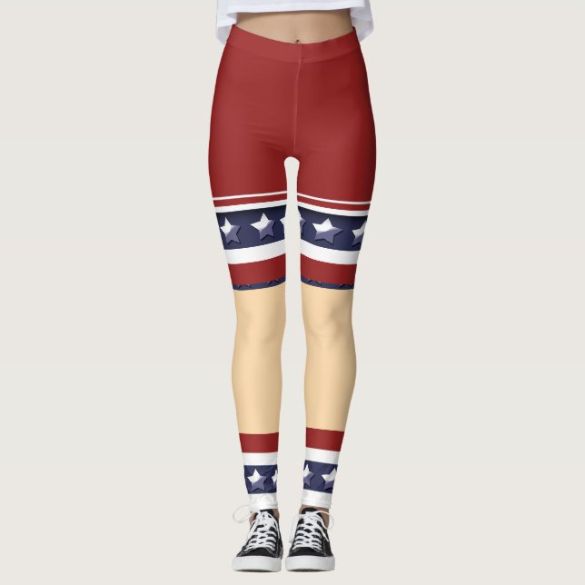 Funny patriotic shorts socks american leggings (Front)