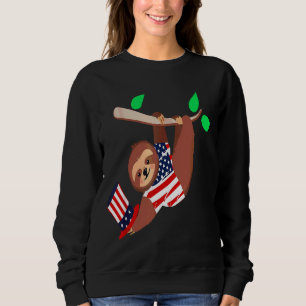 Funny Patriotic Sloth 4th Of July Veterans Flag La Sweatshirt