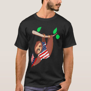 Funny Patriotic Sloth 4th Of July Veterans Flag La T-Shirt