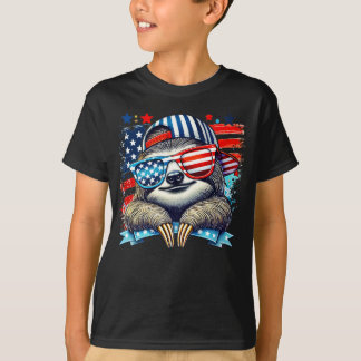 Funny Patriotic Sloth with Glasses – 4th of July T-Shirt
