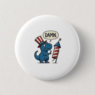 Funny Patriotic T-Rex Firework Shirt Design_1 6 Cm Round Badge