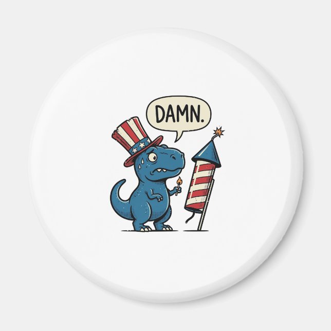 Funny Patriotic T-Rex Firework Shirt Design_1 Magnet (Front)
