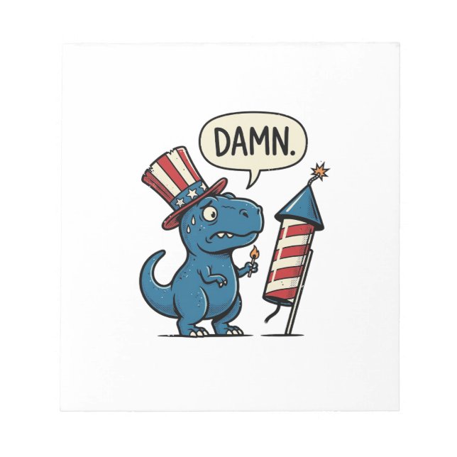 Funny Patriotic T-Rex Firework Shirt Design_1 Notepad (Front)