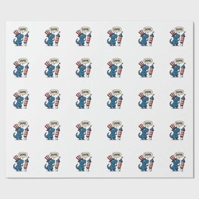 Funny Patriotic T-Rex Firework Shirt Design_1 Wrapping Paper (Flat)