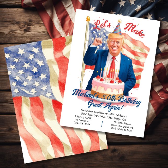 Funny Patriotic Trump Birthday Celebration Invitation (Creator Uploaded)