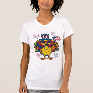 Funny Patriotic Turkey Fireworks Vintage Shirt_1 T-Shirt