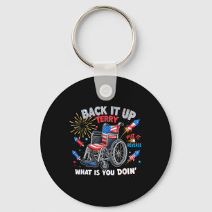 Funny Patriotic Wheelchair Fireworks 4th Of July H Key Ring