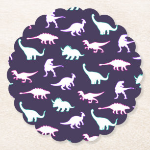 Funny pattern neon colour dino comic dinosaur paper coaster
