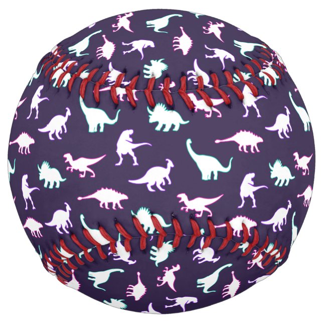 Funny pattern neon colour dino comic dinosaur softball (Front)