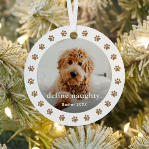 Funny Paw print 2 Photo Pet Christmas Metal Tree Decoration