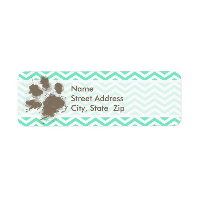 Funny Pawprint on Aquamarine Chevron (Front)