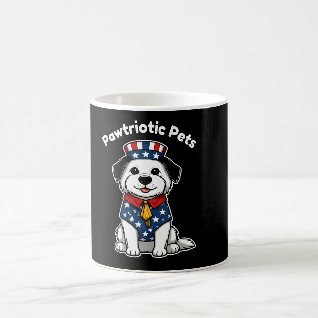 Funny Pawtriotic Pets – USA FlagClassic Mug, 11 oz Coffee Mug (Center)