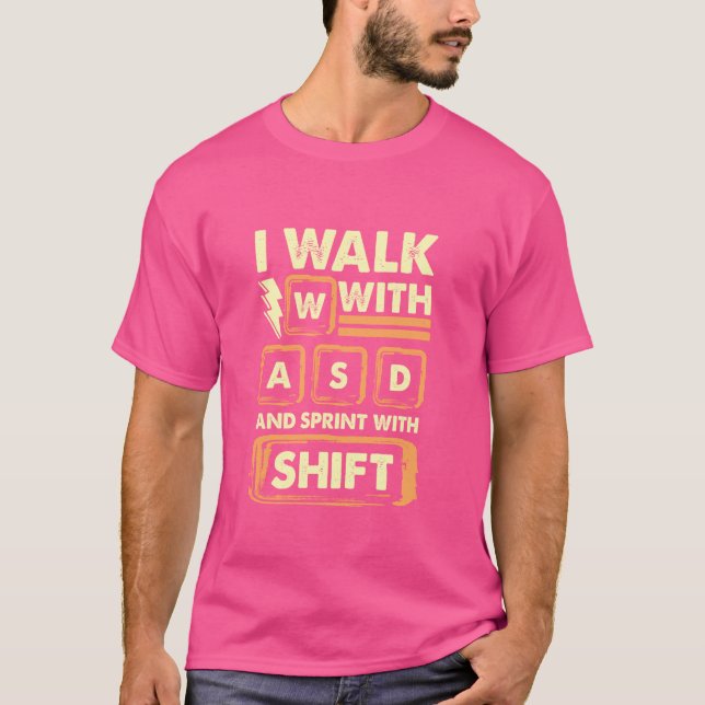Funny PC Gaming Lover Computer Gamer Keyboard Keys T-Shirt (Front)