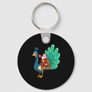 Funny Pea Bird Lover Santa Riding Pea Christmas  Key Ring